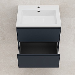 Style Line Тумба с раковиной Лима 60 Plus подвесная эмаль графит матовая – фотография-7